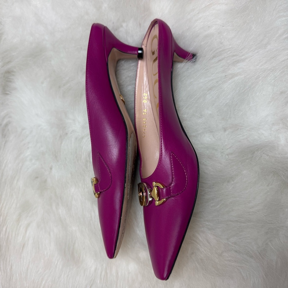 Gucci Zumi Mauve Pointed Toe Kitten Heel Mules 36 - Picture 8 of 13